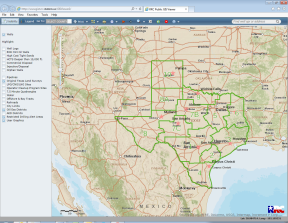 GIS Public Viewer outlining Texas on zoomed in national map